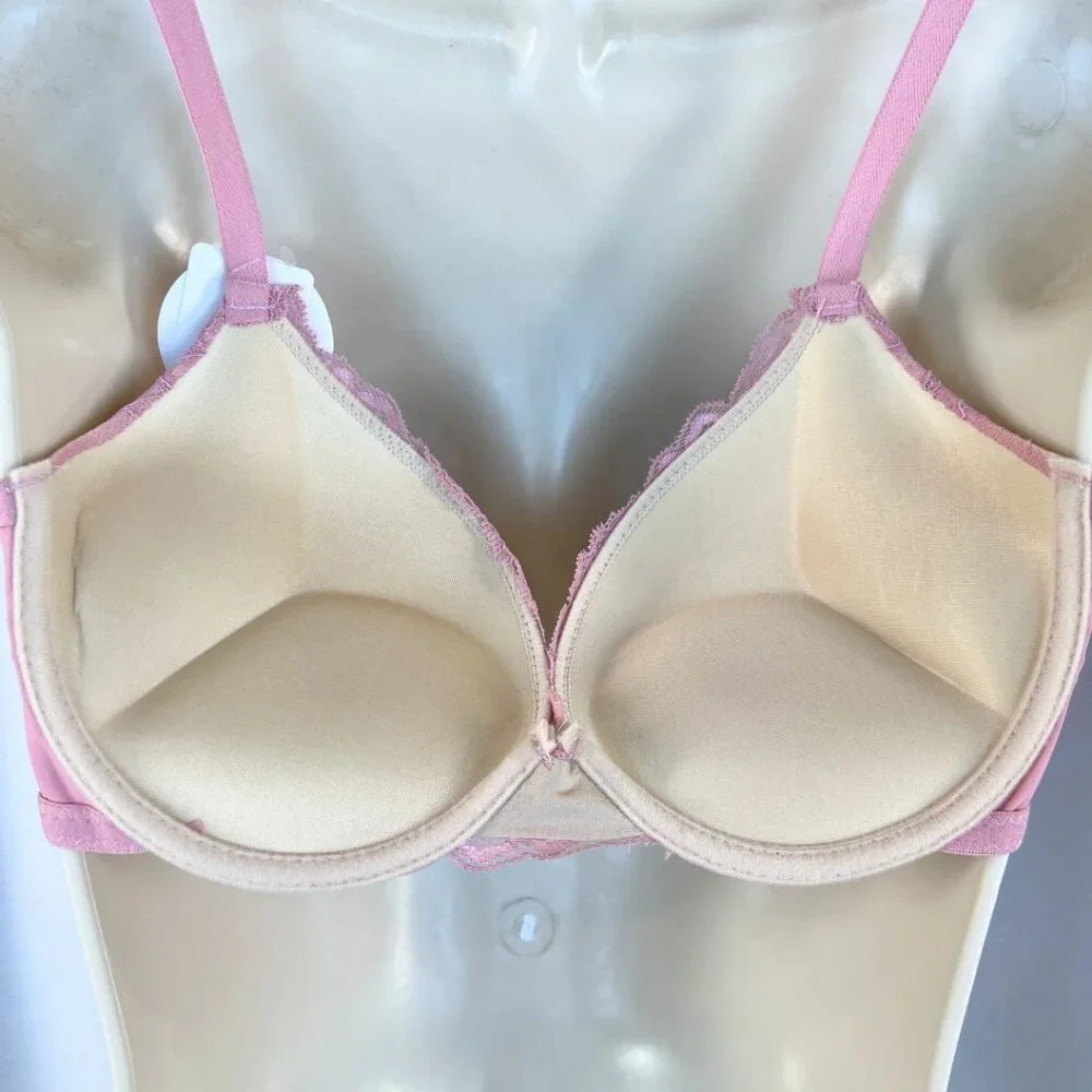 VS Bombshell Inspired Adds 2 Cups Ultimate Pushup Bra 34C Pink Nude Lace - Picture 3 of 6